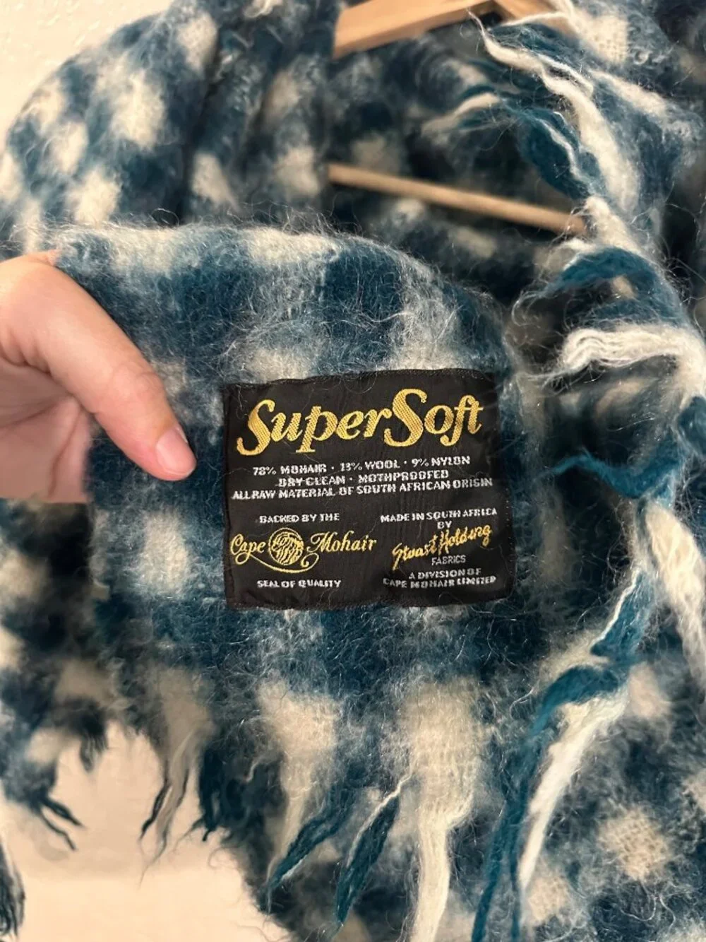 Cape Mohair Super Soft Mohair Wool Blend Green Plaid Scarf Wrap Fall Shawl